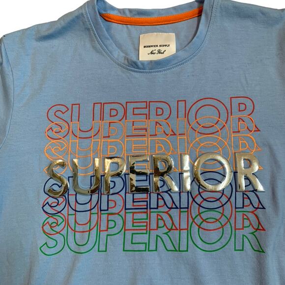 Bushwick Supply Men's Size Small T-Shirt 3D Metallic Superior Blue Cotton Blend - Picture 2 of 8